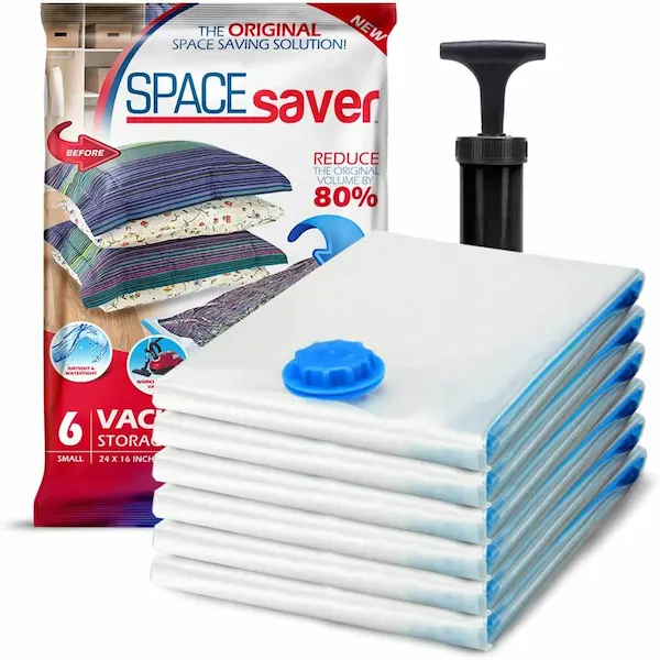 Spacesaver 6 Sacs Housse Vêtement Aspirateur Pompe de Voyage Incluse Double Fermeture Valve Turbo